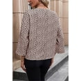 thumbnail image 4 of V Neck Animal Print Long Sleeve Pleated Detail Blouse for Women Khaki Large, 4 of 4