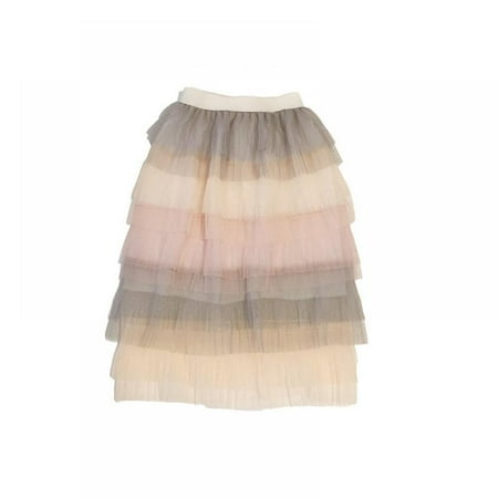 

Xinhuaya New Baby Girl Skirt Kids Rainbow Tutu Skirts Lace skirt Tutu Custome Party Wedding Dance Skirt L