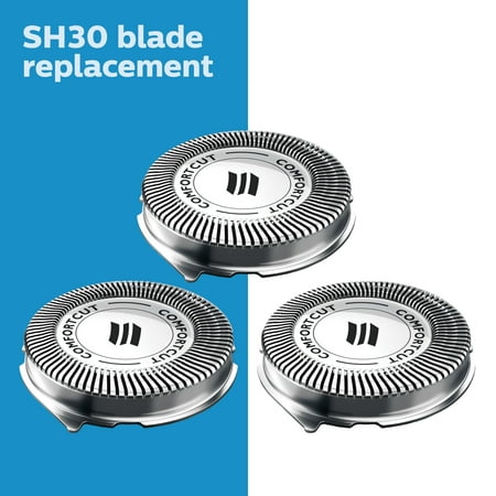 Philips Norelco Shaving Heads for Shaver Series 3000, 2000, 1000 and Click & Style, SH30/52 - Silver