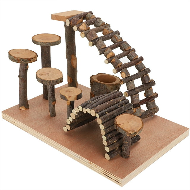 Hamster Ladder, Pet Step Toy, Fitness Exercise Applewood Eco- friendly Small Bears for Small Pets Hamster Squirrels Column Model