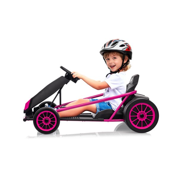 Go Kart eléctrico 24V para niños 8-12 años - Motores dobles 300W - Batería 9Ah - Alta velocidad 8MPH con drift - Arranque suave - Música y claxon - Carga máx. 70kg - Juguete carreras exterior