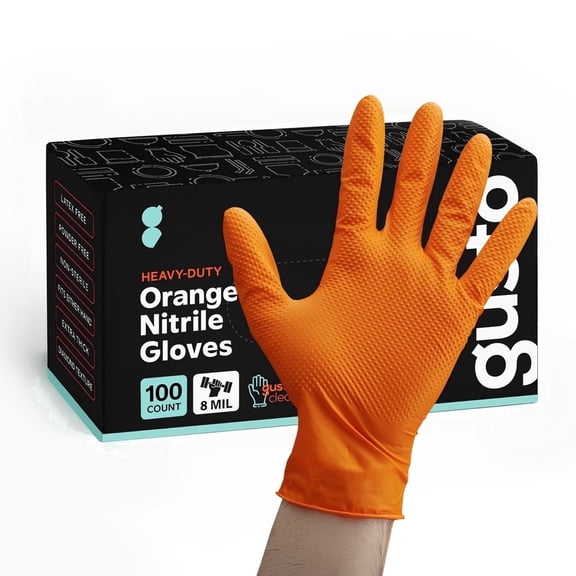 Comfy Package 8 Mil Orange Nitrile Gloves, Disposable Latex-Free Gloves, Medium, 100 Count