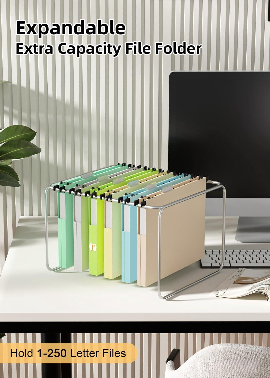 Hanging File Folders Letter Size  12 Pack With Tabs Cabinet Hang Folder 1 Inch Plastic Filing Expandable Organizer Office Supplies Pastel