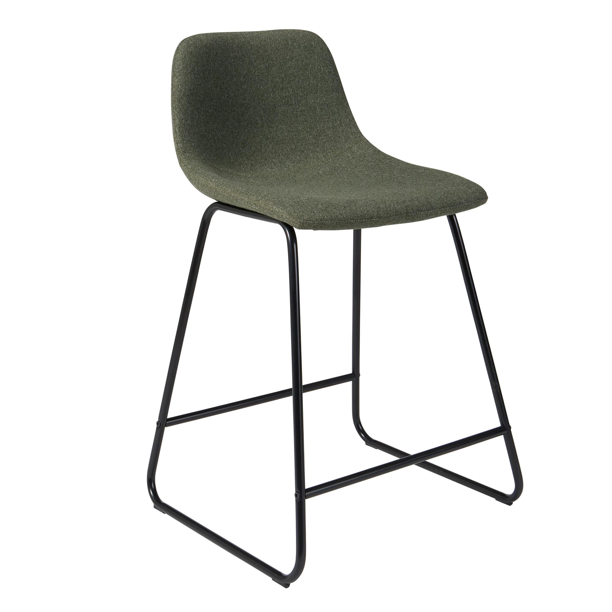 Better Homes & Gardens Farley Scoop Counter Height Stool, Olive Green Linen