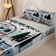 thumbnail image 2 of Manfei Kawaii Camper Zipper Twin Comforter Sets with Fitted Sheet and 2 Pillowcases,Cartoon Adventure RV Accessories Zipper Bedding Set,Black Light Blue,Reversible, 2 of 7