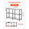 thumbnail image 2 of KFFKFF 3-Tier Glass Console Table, Contemporary Rectangular Side Table with Tempered Glass Surface and Metal Frame, Gold Console Desk with Safety Features for Living Room, Hallway, Entryway, Foyer, 2 of 9
