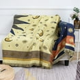 thumbnail image 2 of Hippie Throw Blanket Sun Moon Stars Boho Throw Blankets Celestial Tapestry Double-Sided Reversible Woven Cotton Bedding Chair Couch Recliner Cover Oversized Tassels Astrology 50"x70", 2 of 8
