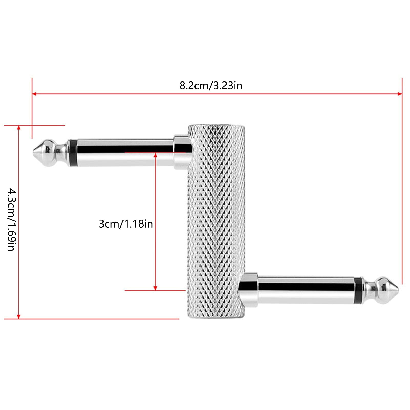 5Pcs Guitar Pedal Effects Patches Connector Coupler Male to Male Offsets Plug Adaptor 6.35mm to 6.35mm Adapter Converter