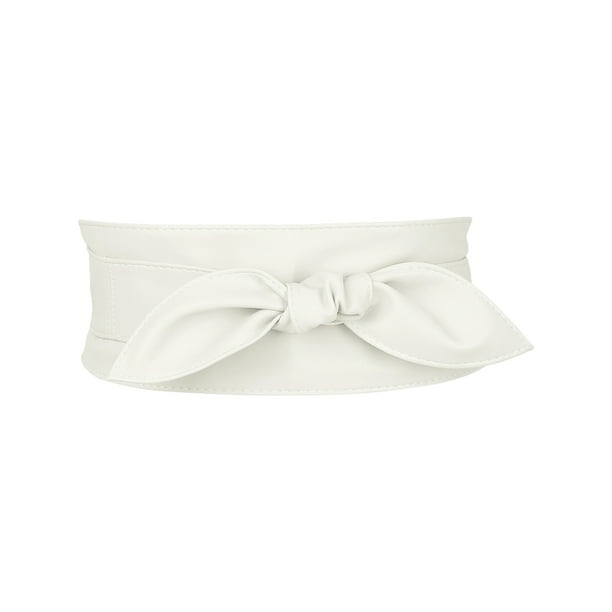 Cinturones Obi para Mujeres Talla Grande INSPIRE CHIC, Cinturón Anudado de Autoajuste, Cinturón Ancho para Vestidos, Blanco 37.40-40.16