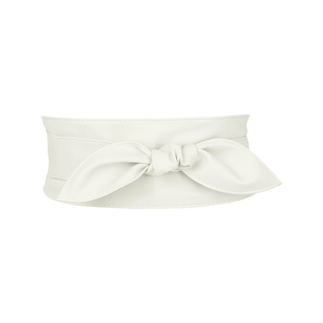 Cinturones Obi para Mujeres Talla Grande INSPIRE CHIC, Cinturón Anudado de Autoajuste, Cinturón Ancho para Vestidos, Blanco 37.40-40.16