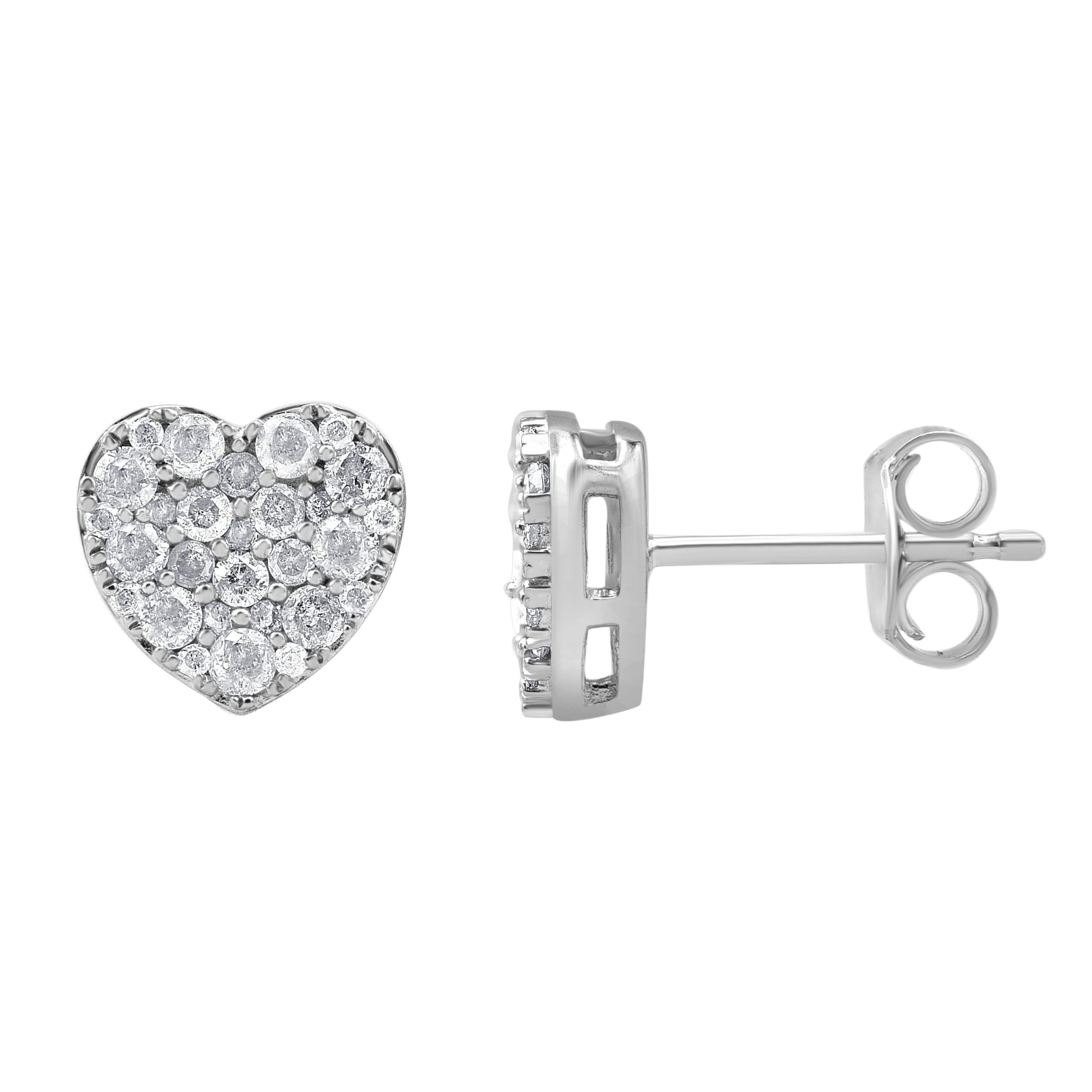 Brilliance Fine Jewelry 1/2 Carat Diamond Stud Earrings in 10K White Gold for Women