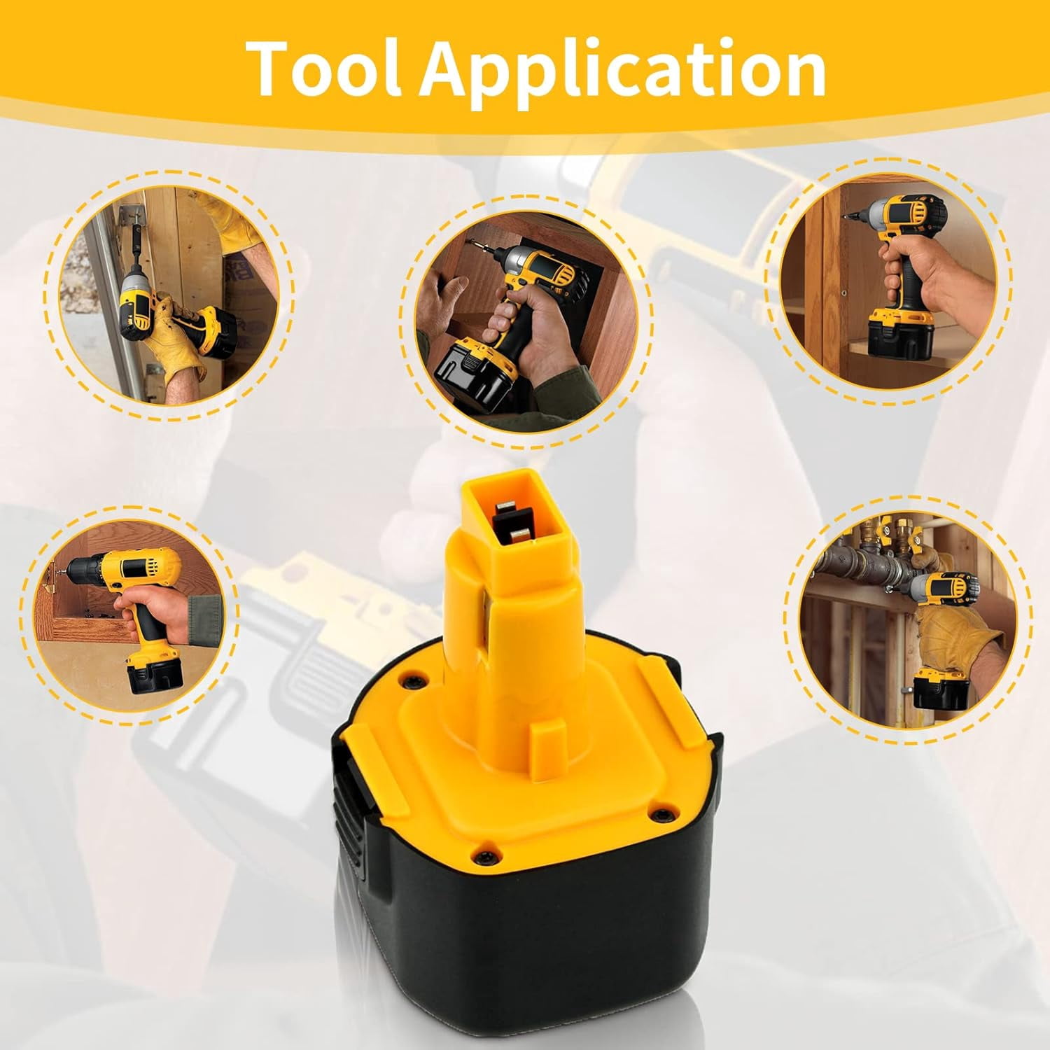 2 Pack 3.6Ah Ni-MH Replacement for Dewalt 9.6Volt Battery DW9061 DW9062 DW926 DW955 DW926K