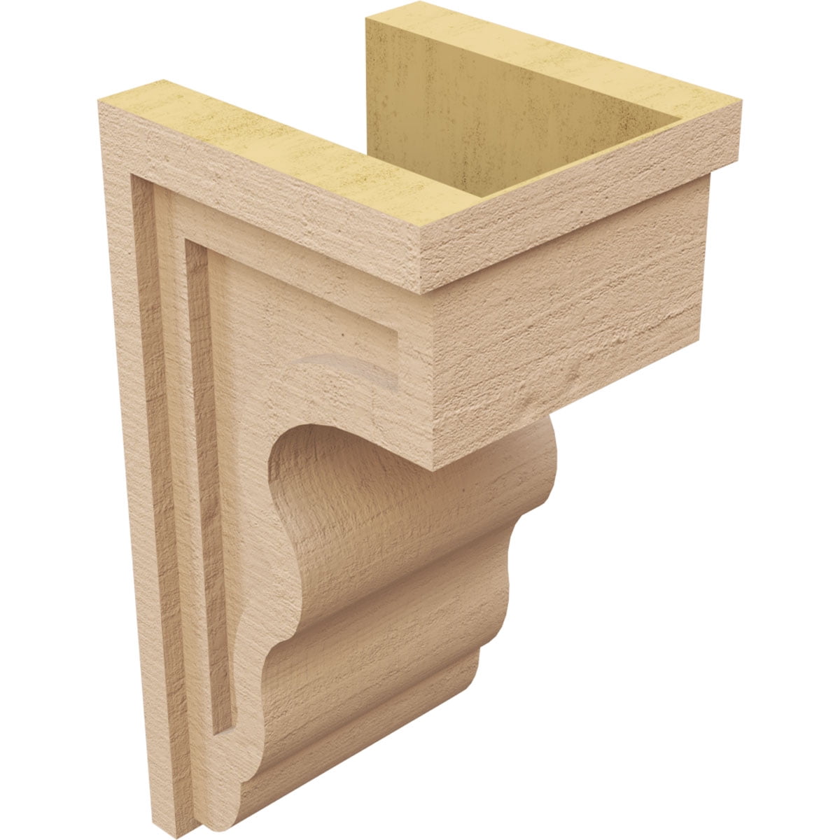 8"W x 8"D x 16"H Wide Highland Rough Cedar Woodgrain TimberThane Corbel, Primed Tan