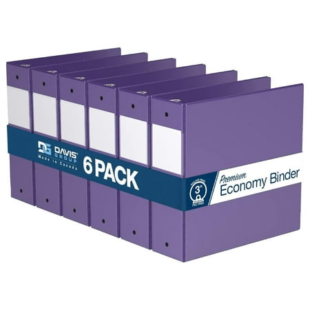 Premium Economy 6-Pack 3-Ring Binders for School or Office Round-Ring Binders 3 Inch Purple