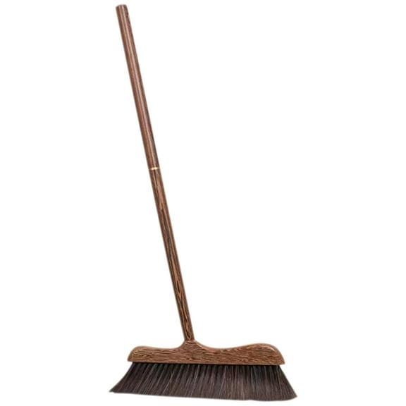Beaupretty Yard Broom Outdoor Chicken Wing Wood Broom Dust Removal Long Handle Light Brown 1Set