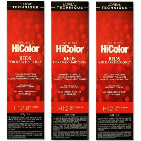 L Oreal Excellence Hicolor H12 Deep Auburn Red Permanent Tint Hc 05109 3 Pack