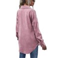 thumbnail image 6 of Seyurigaoka Women Juniors Shacket Corduroy Shirt Jacket, Solid Color Lapel Outerwear with Pockets, 6 of 7