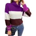 thumbnail image 1 of Women's Sweaters Casual Long Sleeve Crewneck Color Block Patchwork Pullover Knit Sweater Tops, 1 of 6