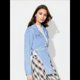 thumbnail image 5 of Chaqueta Vaquera con Cordones para Mujer, de Larga, Abierta Al Frente, Estilo Vintage, Corta, Informal, Estilo Urbano. Azul S, 5 of 9