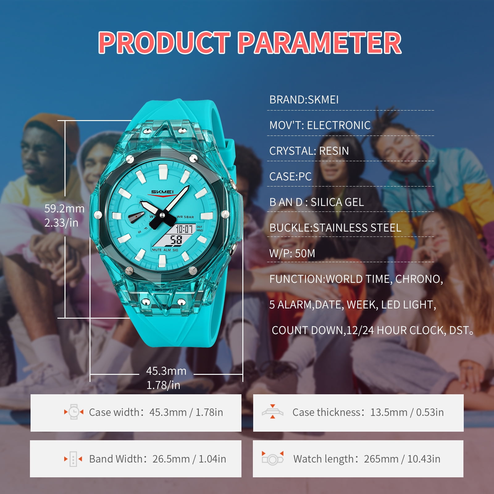 SKMEI Mens Digital Watch Sports Military Multifunctional Watches Waterproof Outdoor Chronograph Wrist Watches for Men with LED Back Ligh/Alarm/Date