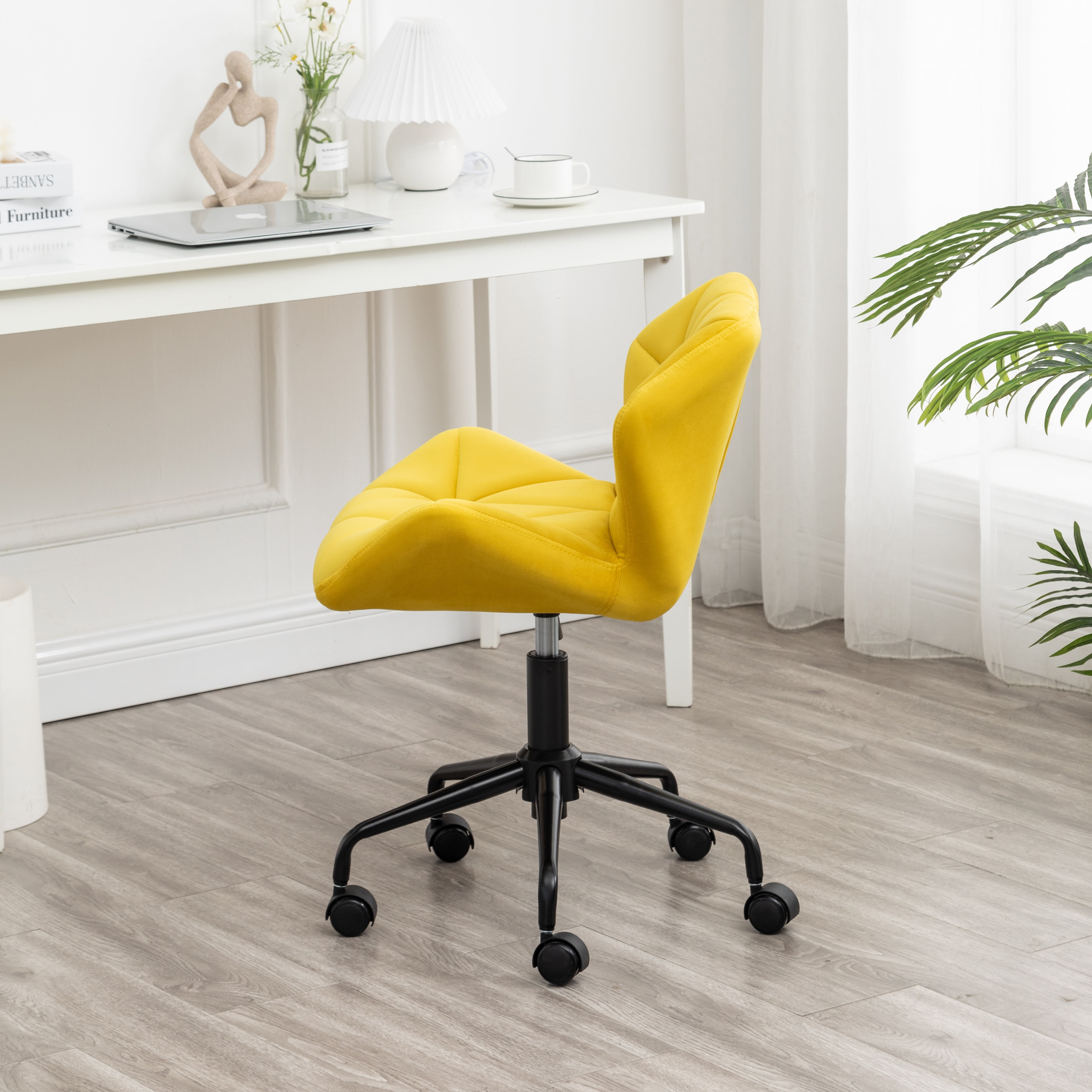 Eldon Diamond Tufted Adjustable Swivel Office Chair in Yellow