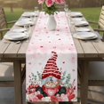 thumbnail image 5 of Pink Valentine's Day Gnomes Cotton Linen Table Runner for Dining Kitchen, Red Love Heart Eucalyptus Leaves Wedding Outdoor Party Tablerunners, Dresser Scarf Coffee Tablecloth Runners 13x48 Inches, 5 of 8