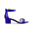 thumbnail image 3 of BLISSFUL STEP Women's Shoes Open Toe Block Heel Ankle Strap Sandals Royal Blue 6, 3 of 7