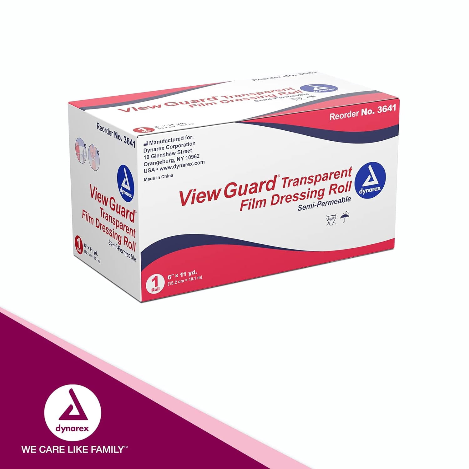 Dynarex 3641 View Guard Transparent Film Dressing Roll 6 in. x 11 yds. (Each)