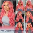 thumbnail image 7 of Pink Lace Front Wig Human Hair 28 inch Pre Colored Body Wave Lace Front Wigs Human Hair 180% Density Glueless Wigs Human Hair Pre Plucked with Baby Hair 13x4 HD Transparent Lace Pink Wigs for Women, 7 of 7