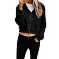 thumbnail image 4 of Helii Zip Up Hoodie Women's Cropped Sweatshirt Oversized Long Sleeve Workout Casual Drawstring Track Jacket with Pockets Soft Stretchy High Waist Streetwear Fall Winter Outfits 4 Colors, 4 of 7