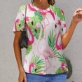 thumbnail image 6 of Flamingo Pattern T Shirts Basic T-Shirt Short Sleeve Ladies Tee Shirt Summer Graphic Clothing, 6 of 6