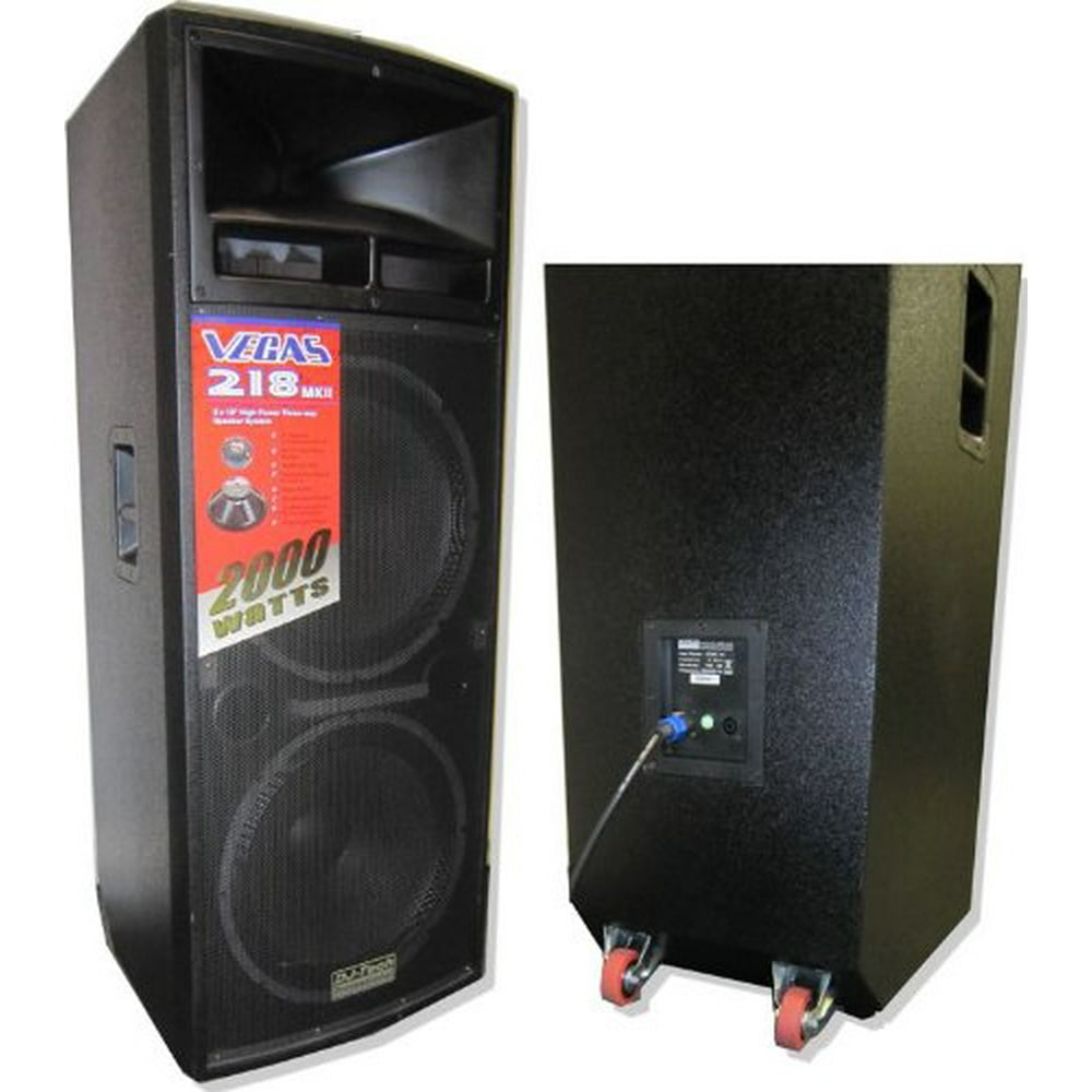 ThreeWay Speaker System w/Dual 18in Woofers & Titanium Horn Tweeter w/Wheels hard Epoxy finish
