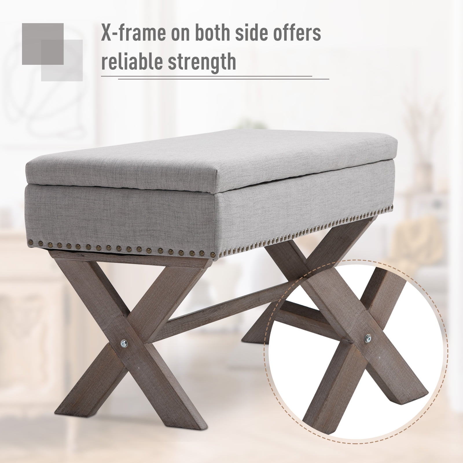 35.75 Rectangle Fabric Shoe Bench Storage Ottoman with Soft Sponge Cushion for Entryway or Living Room Grey 35.75 Rectangle Fabric Shoe Bench Storage Ottoman with Soft Sponge Cushion for Entryway or Living Room Grey