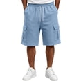 thumbnail image 5 of Delconic Men Lightweight Breathable Knit Cargo Casual Shorts Adjustable Drawstring Stretch Waist Solid Color Relax Fit Bottoms For Running Fishing Weekend Sports Beach Outfit Blue 4XL, 5 of 7