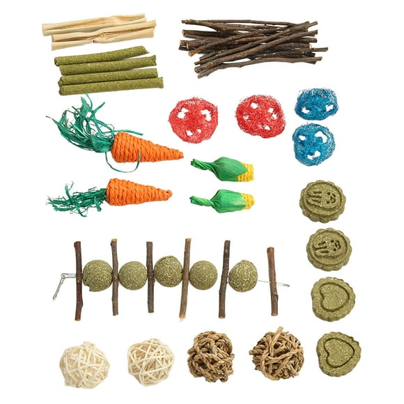 Ensemble de Jouets à Mâcher, Soulage l'Ennui Herbe de Luzerne 20 Pcs Jouets à Mâcher pour Hamster Fait Main pour Cochon d'Inde