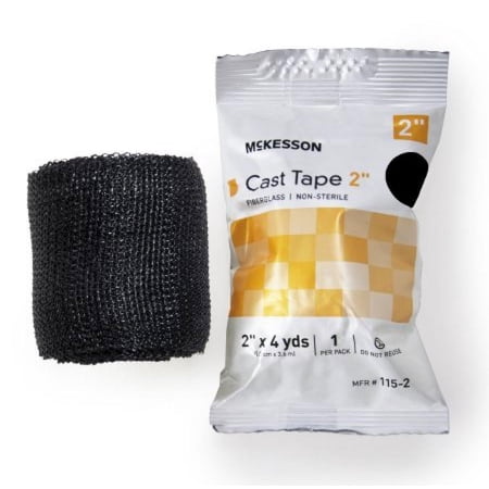 McKesson Cast Tape 2 Inches x 4 Yards, Fiberglass, Black, 10 Count