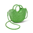 thumbnail image 1 of Bolsa QTKJ Mini de Media Luna de Ratán para Mujer Verde Oscuro, 1 of 7