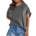 thumbnail image 2 of Patlollav Women Tees Under $10,Womens Plus Size T Shirts Solid Crewneck Short Sleeve Summer Athletic Boyfriend Tees Shirt Loose Tops, 2 of 6