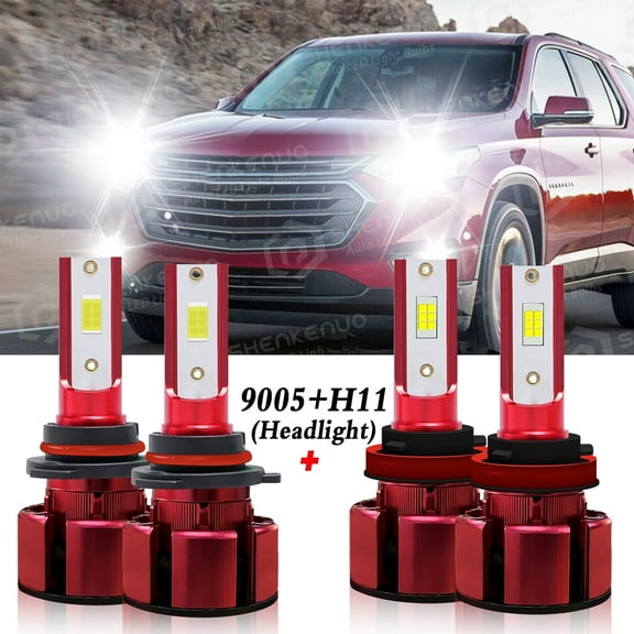H11 9005 LED Headlight Bulbs for 2009-2012 Chevrolet Traverse Low Beam/High Beam Lights