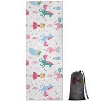Fairy Tale Princess Unicorn Pattern Hot Yoga Mat Towel Non Slip for Hot Yoga - Quick-Drying Yoga Mat Cover with 4 Corner Pockets with Travel Bag - Hot Yoga Towel Non Slip 70"x26"