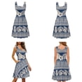 thumbnail image 4 of Jiueut Hibiscus Monstera Palm Leaves Geometric Pattern Matching Hawaiian Outfits Men's Button Shirt Women's Summer Scoop Neck Tank Dress Mini Sundresses, Holiday Matching Outfits, 3XL, 4 of 5