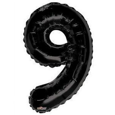 34 inch Kaleidoscope Number 9 - Black Foil Mylar Balloon - Party Supplies Decorations