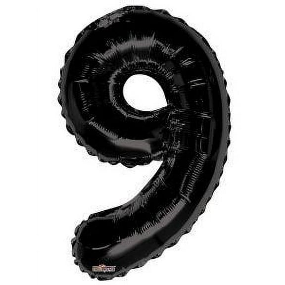 34 inch Kaleidoscope Number 9 - Black Foil Mylar Balloon - Party Supplies Decorations
