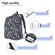 thumbnail image 3 of Disketp Purple-Gold Triangles print Canvas Backpack Lightweight Travel Daypack Student Rucksack Laptop Backpack-Small, 3 of 5