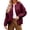 Wine, variant on Women's Zip Up Loose Bomber Coat Crew Neck Solid Long Sleeve Baseball Jacket Vintage Streetwear Outerwear for Fall Winter