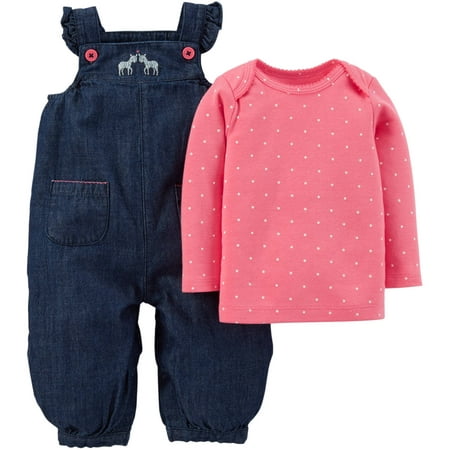 Child of Mine by Carter's - Newborn Baby Overalls and Tshirt Outfit Set ...