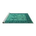 thumbnail image 2 of Ahgly Company Machine Washable Indoor Rectangle Oriental Turquoise Blue Industrial Area Rugs, 4' x 6', 2 of 4
