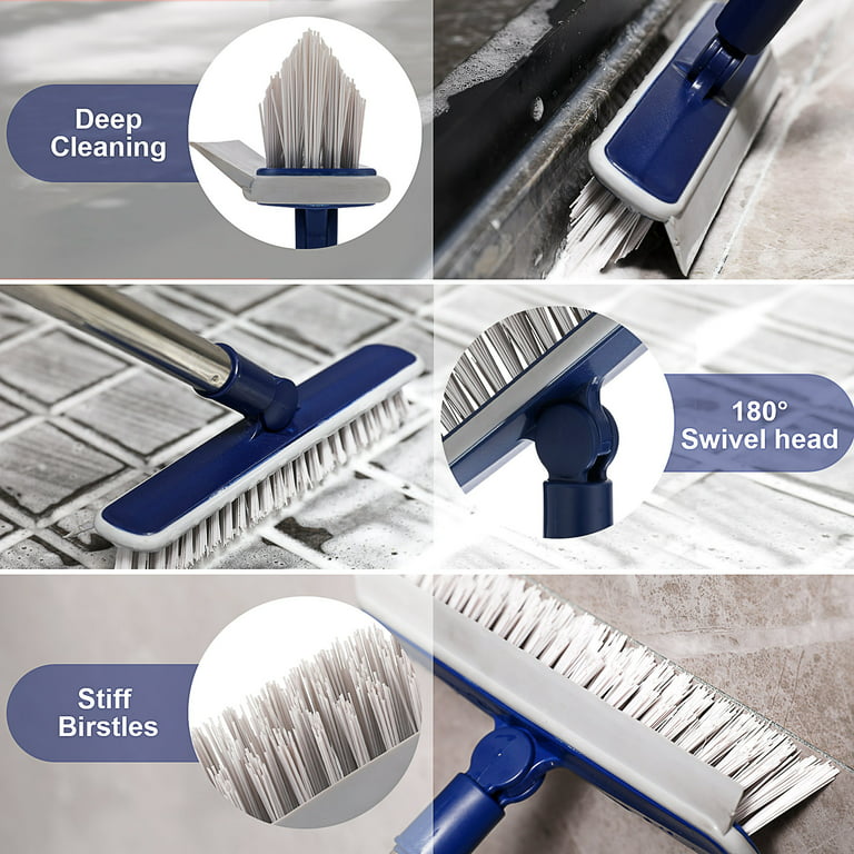 DALIPER Grout Brush for Tile Floors, Swivel Shower Broom Scrubber with 50  Inches Long Handle for Cleaning Bathroom Gaps Baseboard Corner Nooks