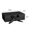 thumbnail image 5 of Gift Box with Lid Card Box with Ribbon for Presents with Black Raffia Grass for Birthday Wedding Christmas 10.5"x7.5"x3.15" Black 2Pcs, 5 of 6
