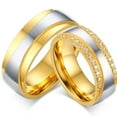thumbnail image 2 of Bagues Couples CZ pour Mariage Engagement, Or, 2 of 5